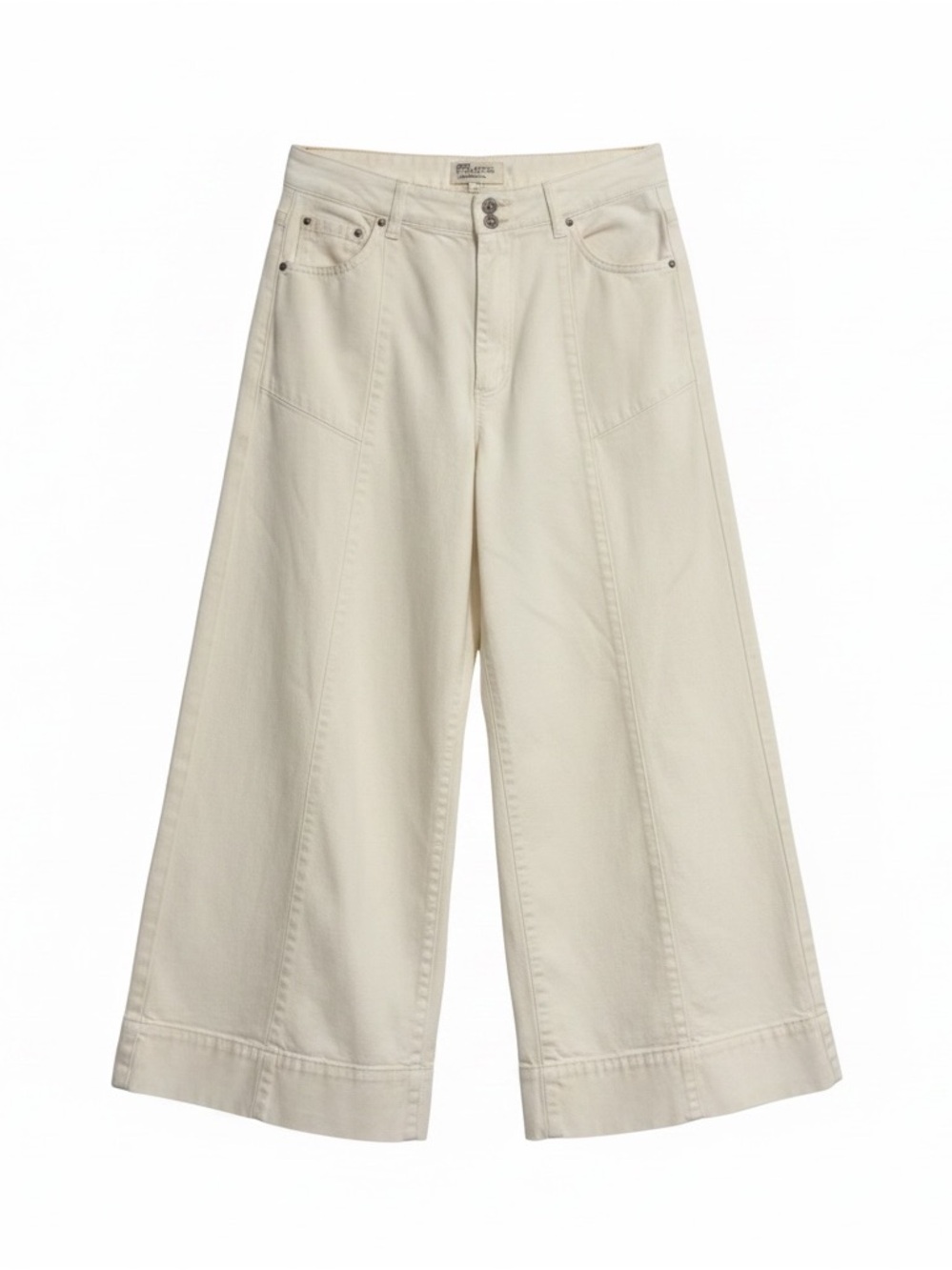 Pilcro Wide-Leg Cropped Jeans in Off-White